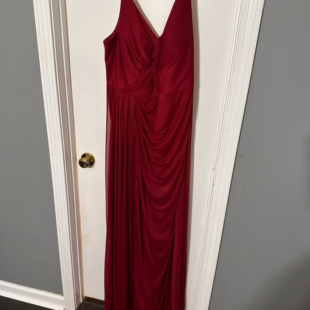 Azazie Red Sleeveless V-Neck Maxi Gown